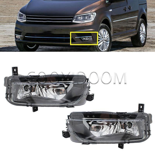 A pair of front bumper fog lights with bulbs for Volkswagen Caddy 2016 - 2020.