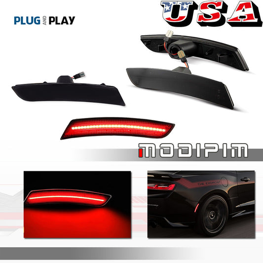 For 2016 - 2023 for Camaro Smoke Lens Red LED Side Marker Lights Fender Lights 4 pcs - v
