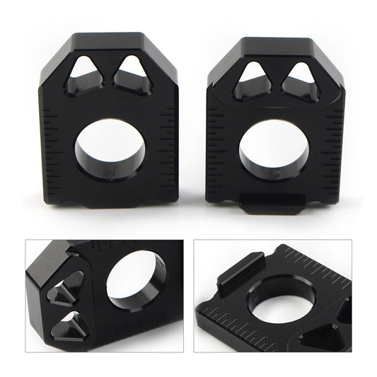 2x Rear Chain Adjuster Axle Block Aluminum for SUZUKI DRZ400SM 2004-2015 Black