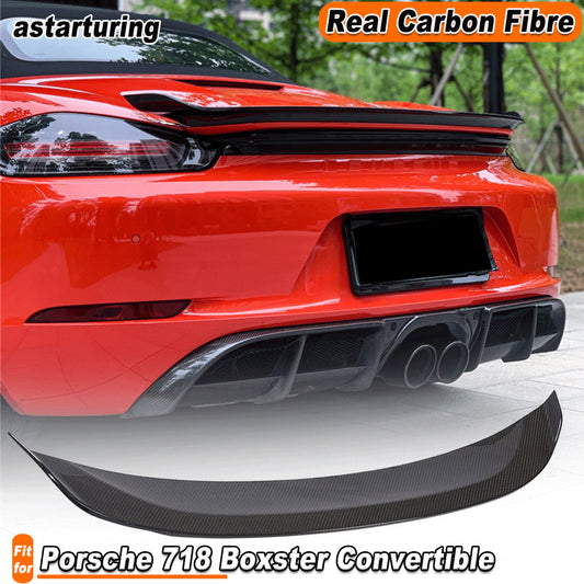 for Porsche 718 Convertible Dry Carbon Fiber Rear Trunk Spoiler Wing Lip