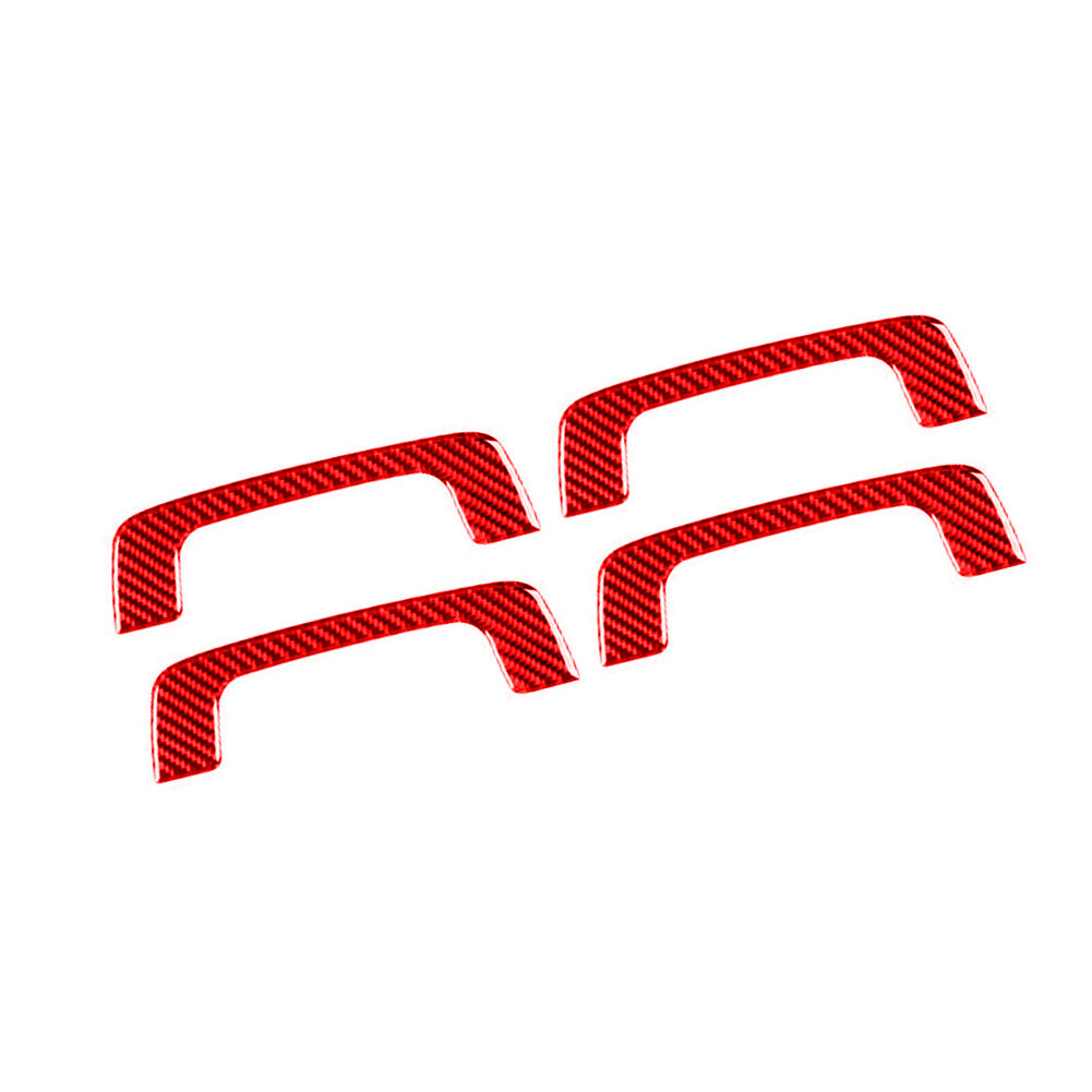 4Pcs Red Carbon Fiber Handle Frame Cover Trim for Porsche Taycan 2019-2022