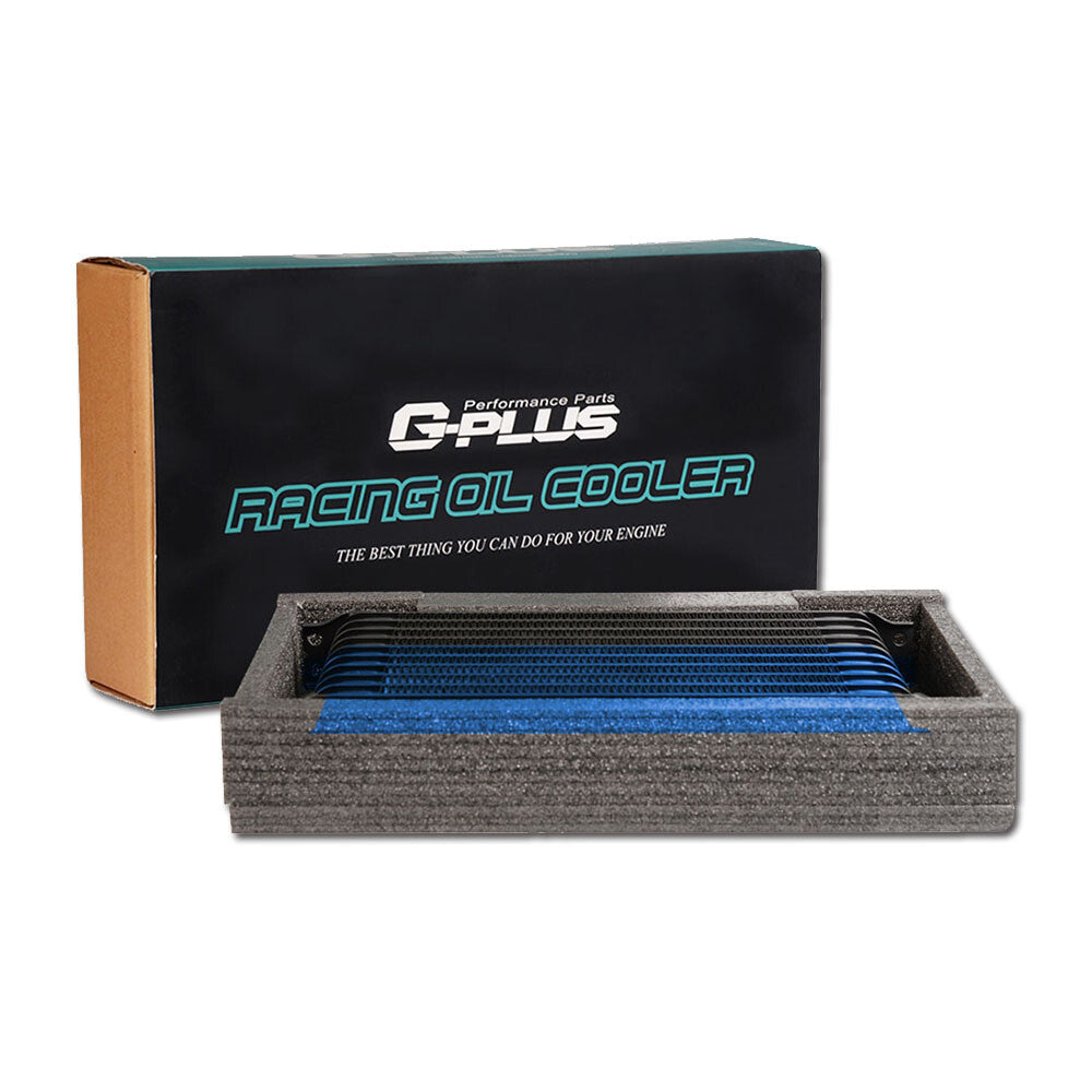 10 Row 10AN Universal Aluminum Engine Oil Cooler Blue with Mounting Bracket Kit New - v