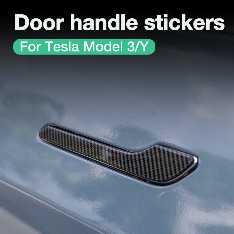 4X Glossy Black Door Handle Cover Sticker Decals for Model 3 Y Accessories - n
