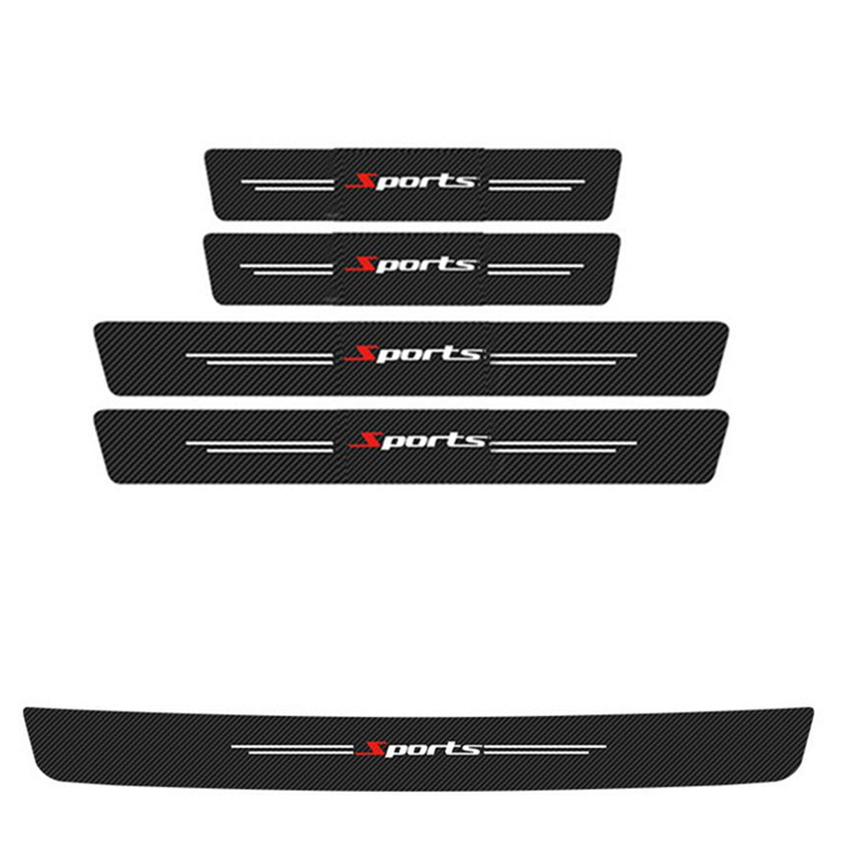 5pcs Rubber Car Door Scuff Sill Cover Panel Step Protector Carbon Fiber Look