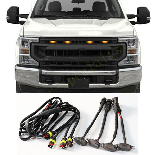 for Ford F-250 F-350 F-450 smoke Style Front Grill LED Marker Light Kit