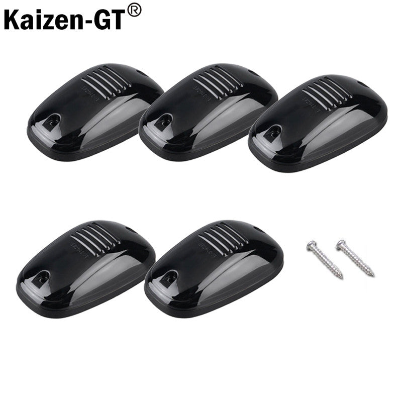 5 Pack Black Smoked Lens White LED Cab Roof Marker Running Lights For Truck SUV 4x4 - v