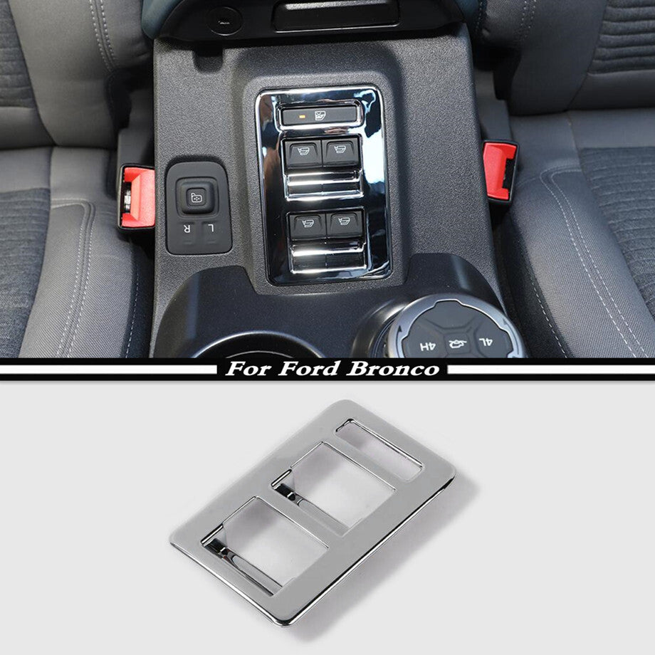 For 2021-2023 Bronco ABS Chrome Window Lift Switch Button Panel Cover Trim v