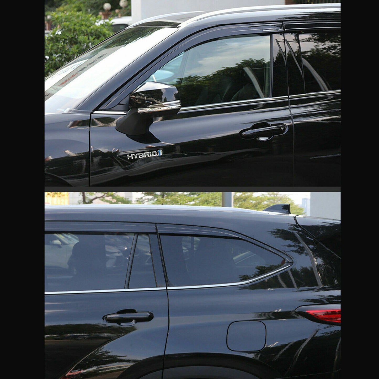 6p For Highlander 2020-24 Black Window Visor Vent Shades Sun Rain Guard B n