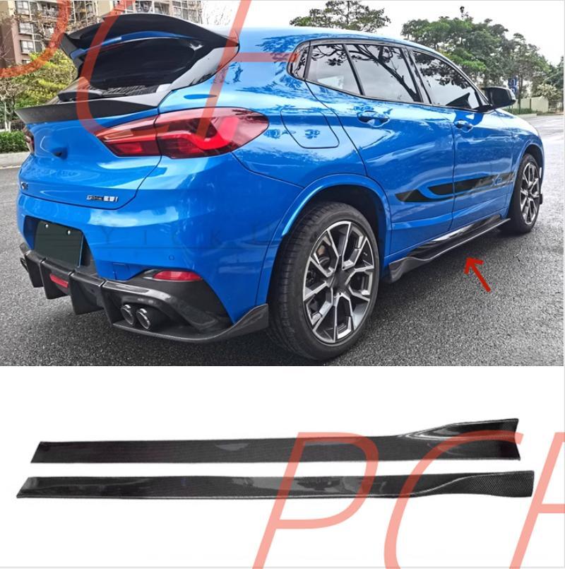 Car Side Lip Skirts Extension Spoiler FIT for BMW X2 F39 2018-2023 Carbon Fiber