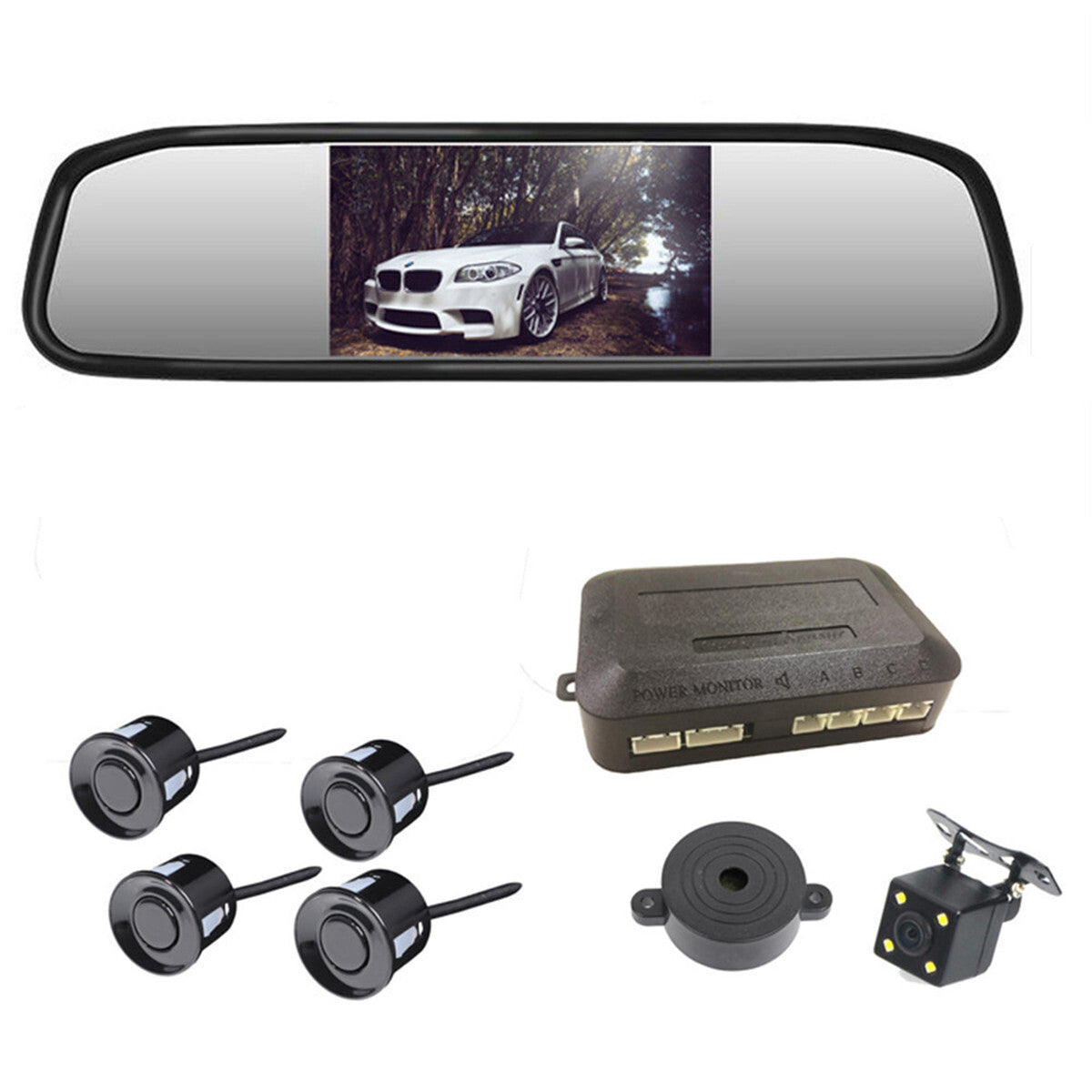 Waterproof Night Vision Backup Reverse Camera 4.3in Monitor Car Rear View Kit