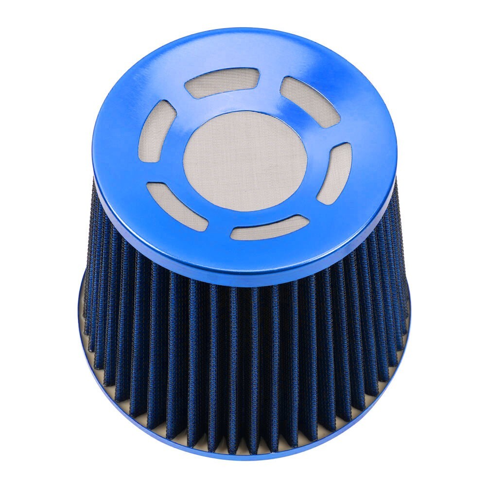 Blue 3 76mm High Flow Inlet Cold Air Intake Cone Replacement Dry Air Filter Q