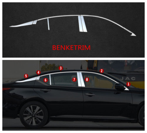 for Nissan Altima 2019-2023 Chrome Steel Upper Window Cover Molding Trim Strips