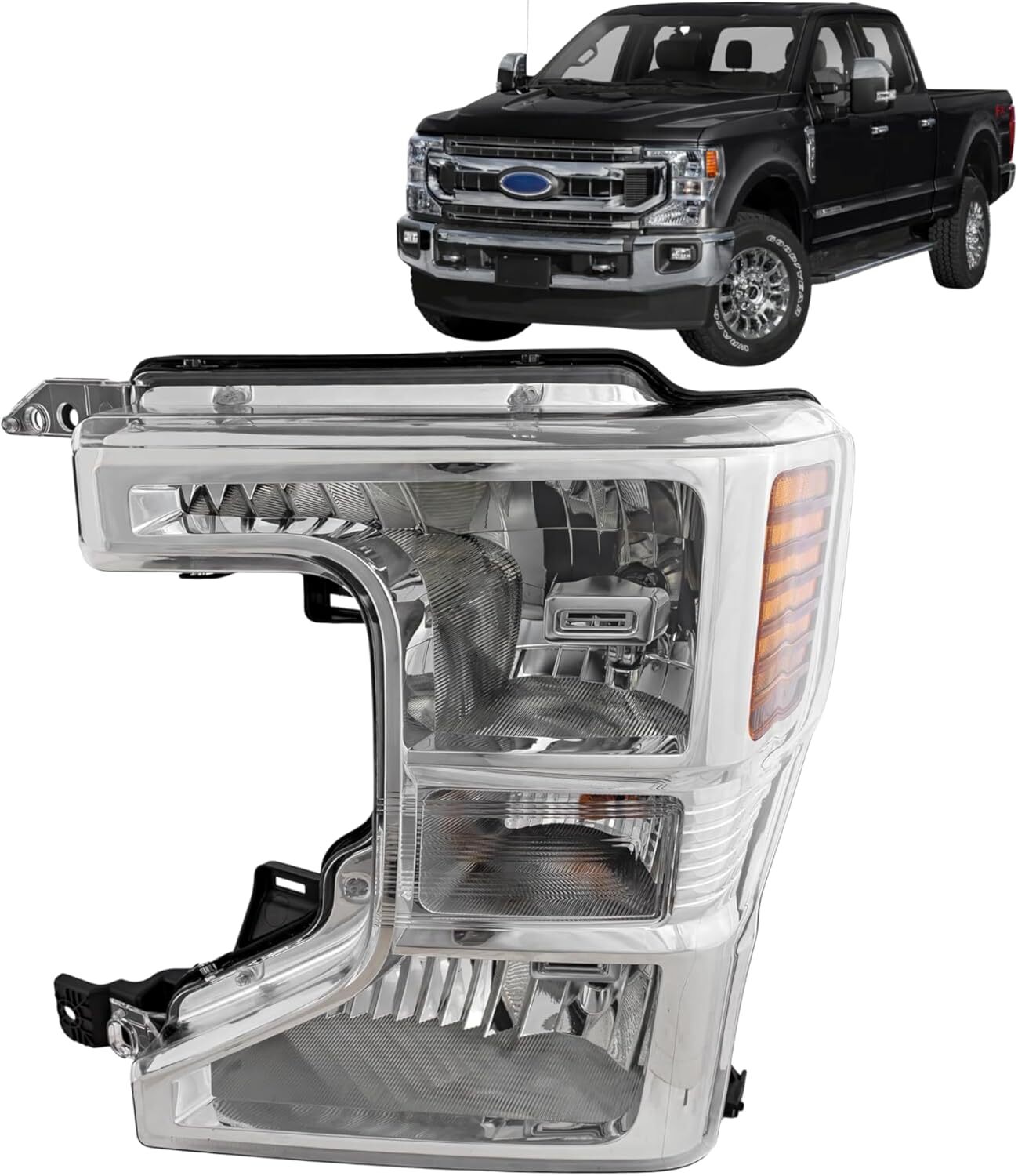 Driver Halogen Headlight Chrome LH For 2020-2022 Super Duty F250/350/450 n