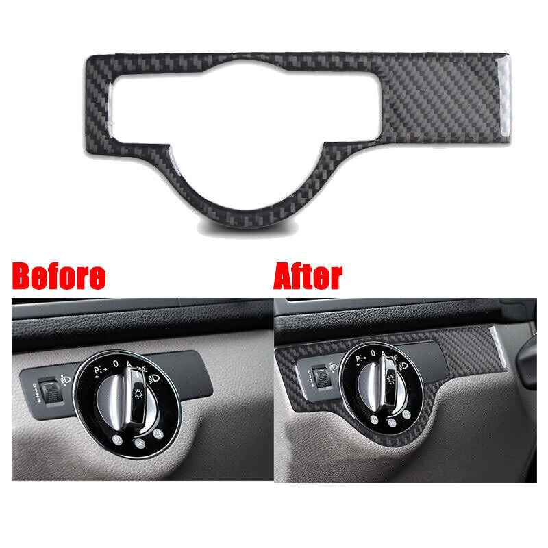 Carbon fiber car headlight switch panel decorative sticker for C W204 2007-2010 n
