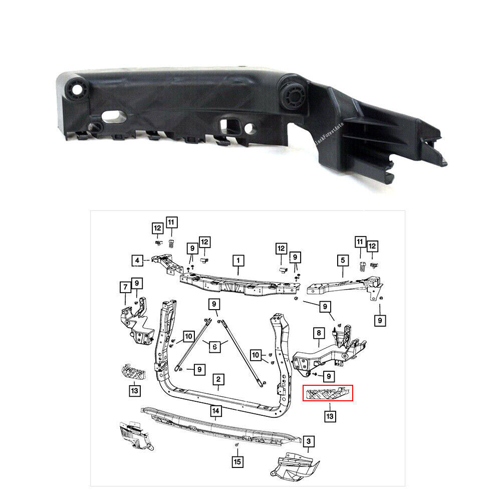 Black Front Left Side Bumper Support Bracket for Jeep for Grand Cherokee 2014-2018