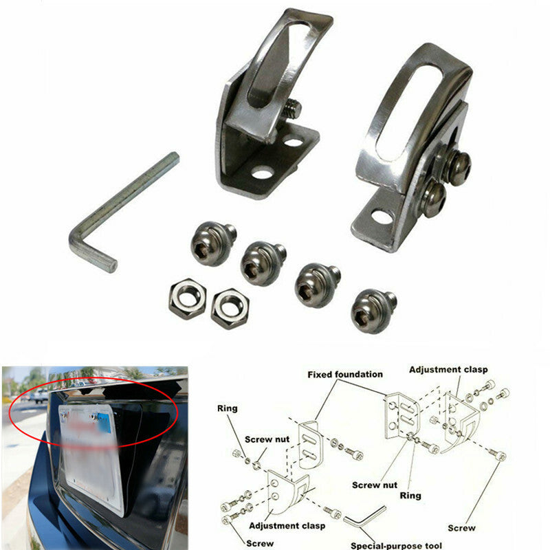 2x Car Univerdal Adjustable License Plate Relocator Bracket Holder Mount Support