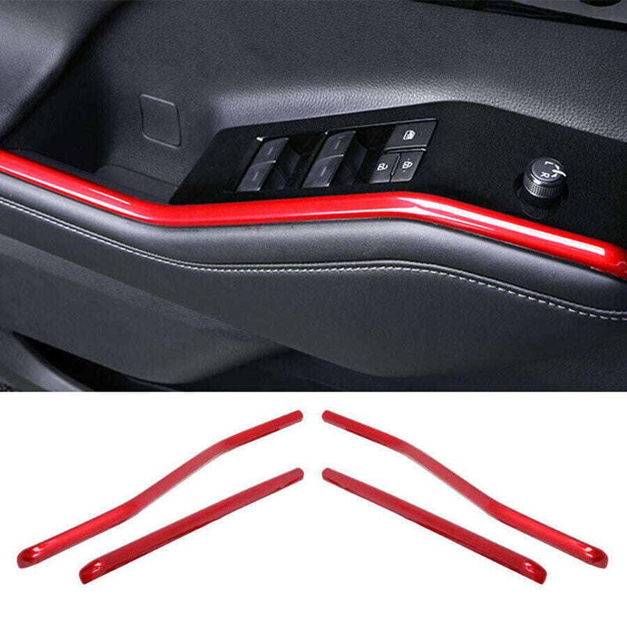 For Toyot@a Highlander 2020-22 Glossy Red Window Lift Panel Switch Strip Trim 4P n