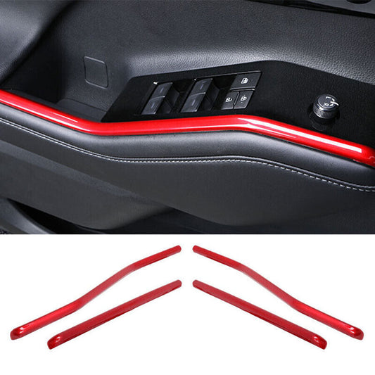 For Toyot@a Highlander 2020-22 Glossy Red Window Lift Panel Switch Strip Trim 4P n