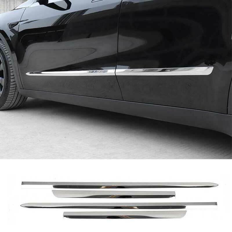 for Tesla for Model Y 2020-2023 Chrome Stainless Steel Side Door Body Skirt Trim