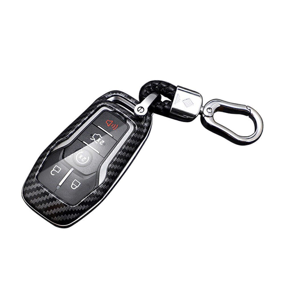 Carbon Fiber Hard for Smart Key Cover Accessories Chain Case Holder Fit  for ford  Q