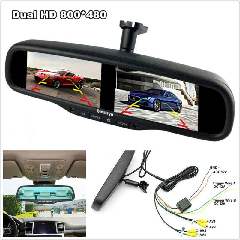 4.3-inch dual-screen 4CH high-definition rearview mirror anti-glare digital display + stand n