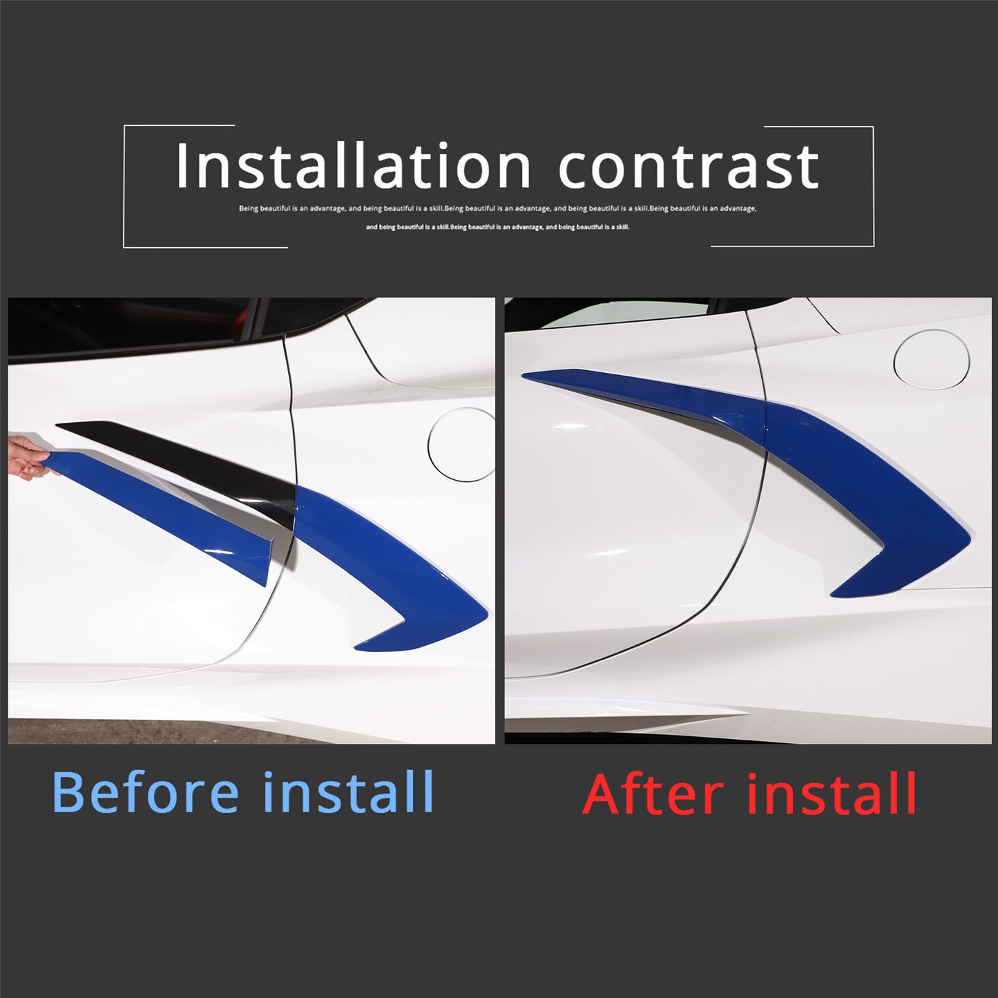 Suitable for Chevrolet for Corvette C8 Z51 2020 - 2024 BlueSide Vent Inlets Door Spoon Trim L&R
