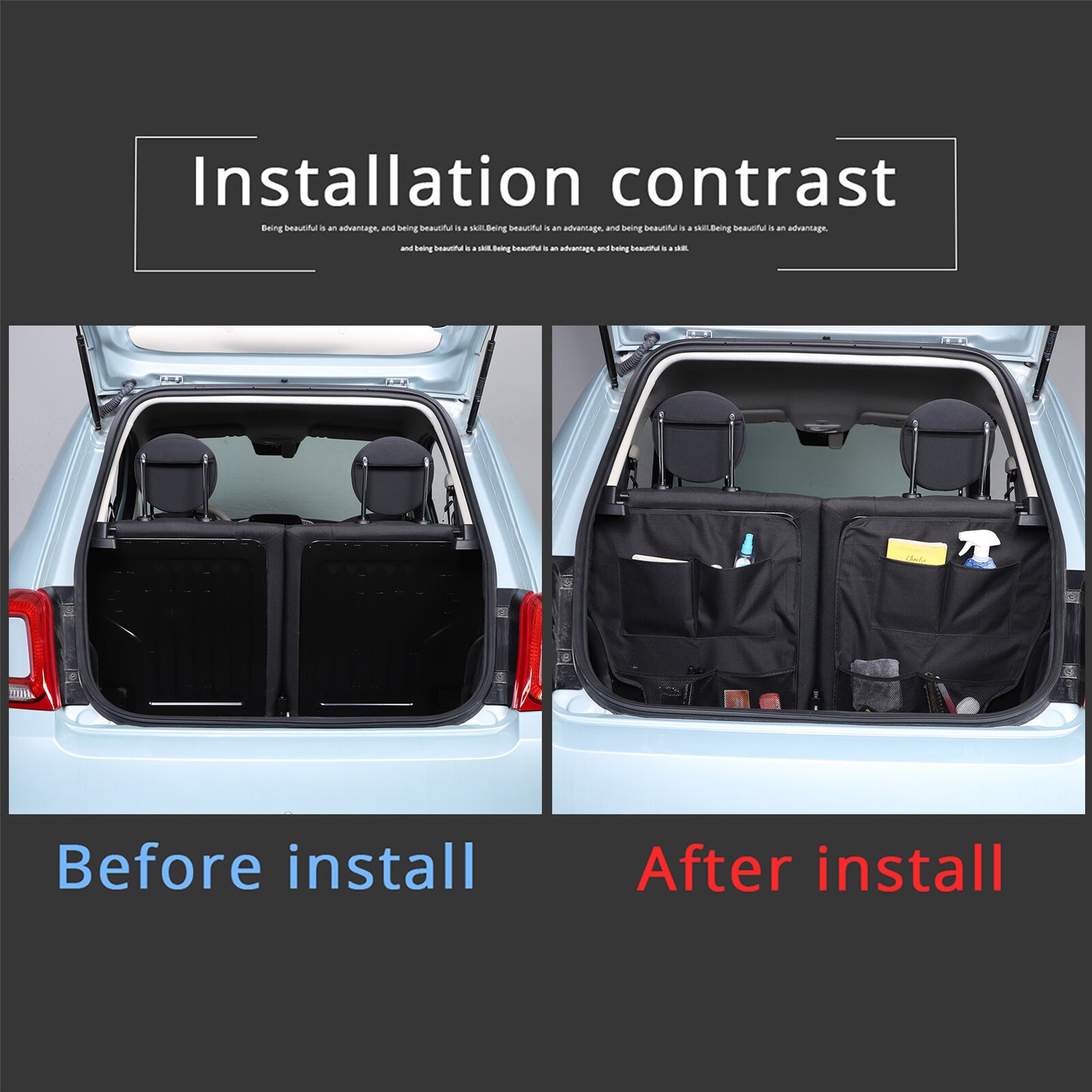 Car trunk storage bag, rear for seat storage bag suitable for Fiat 500 16-23 interior accessories - n