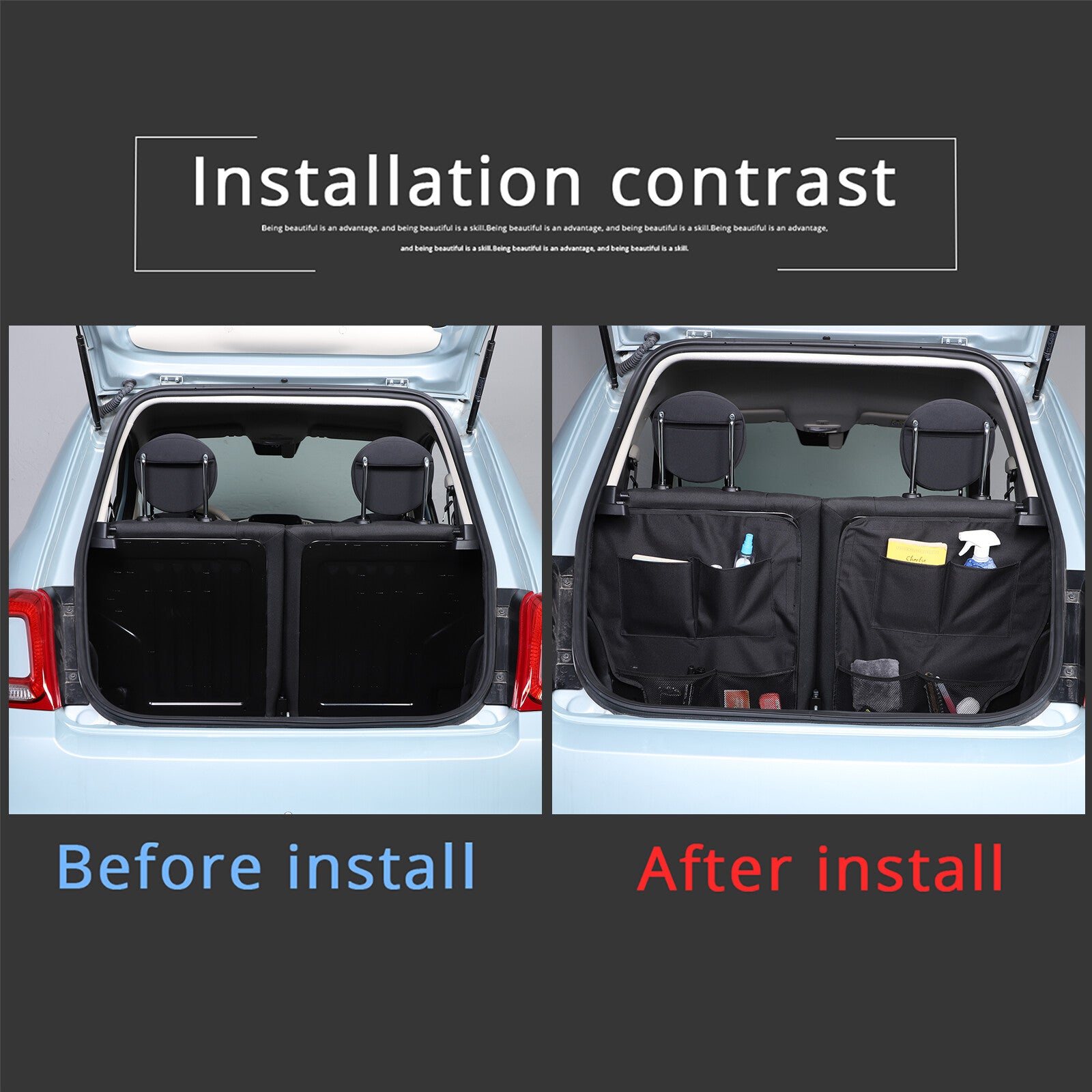 Car trunk storage bag, rear for seat storage bag suitable for Fiat 500 16-23 interior accessories - n