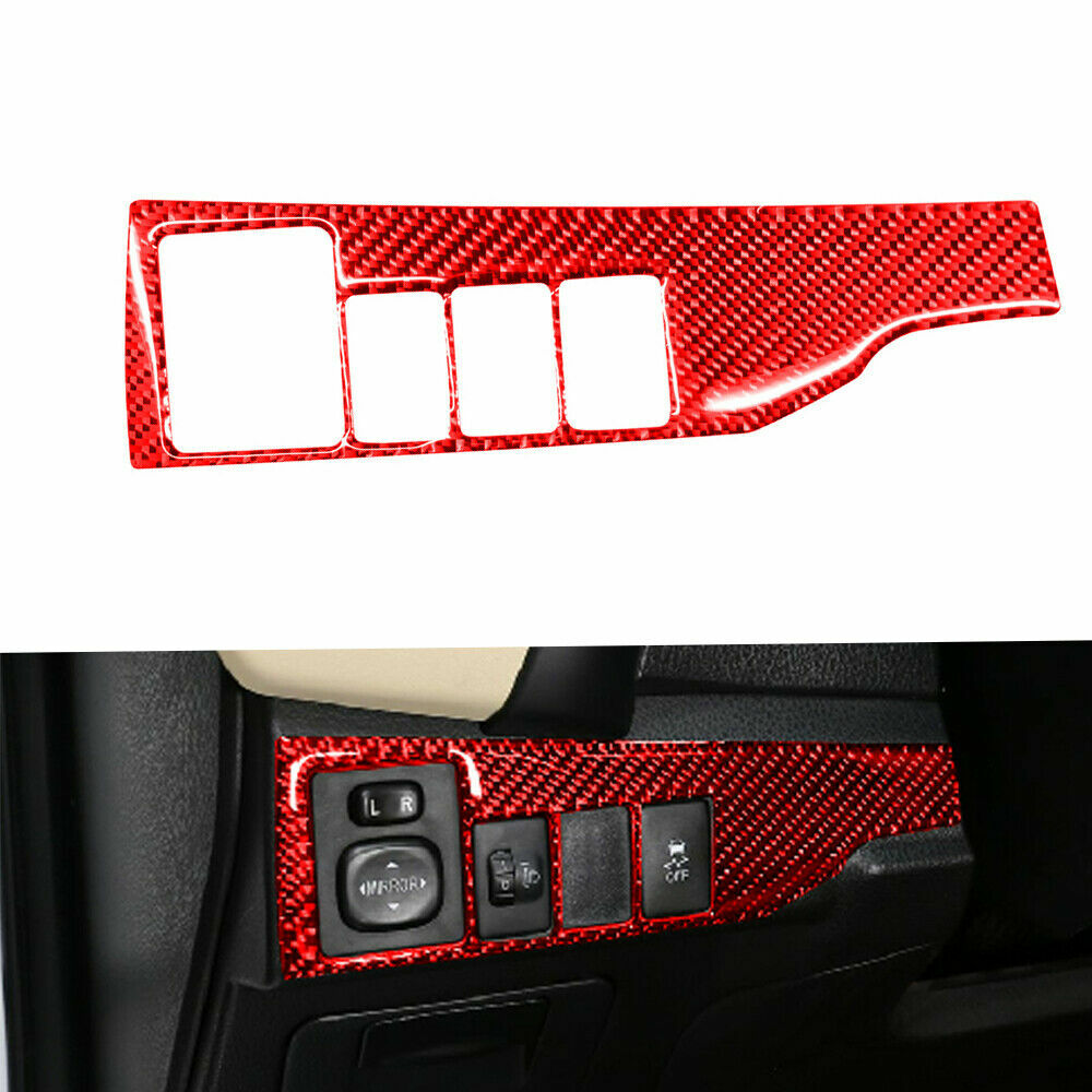 Red Carbon Fiber Headlight Switch Panel Sticker Fit for Toyota for Corolla 2014-2018