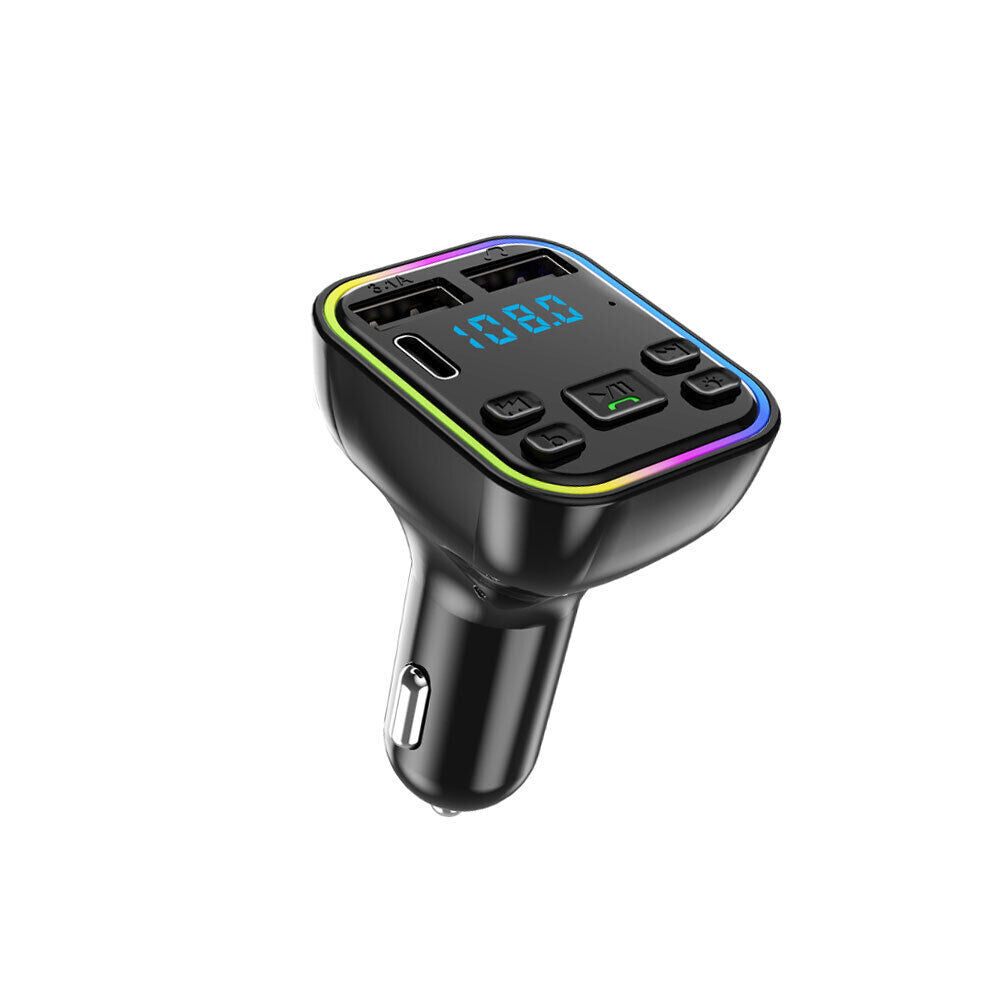 Bluetooth 5.0 Wireless FM Transmitter Adapter Car 2USB PD Charger AUX Hands-