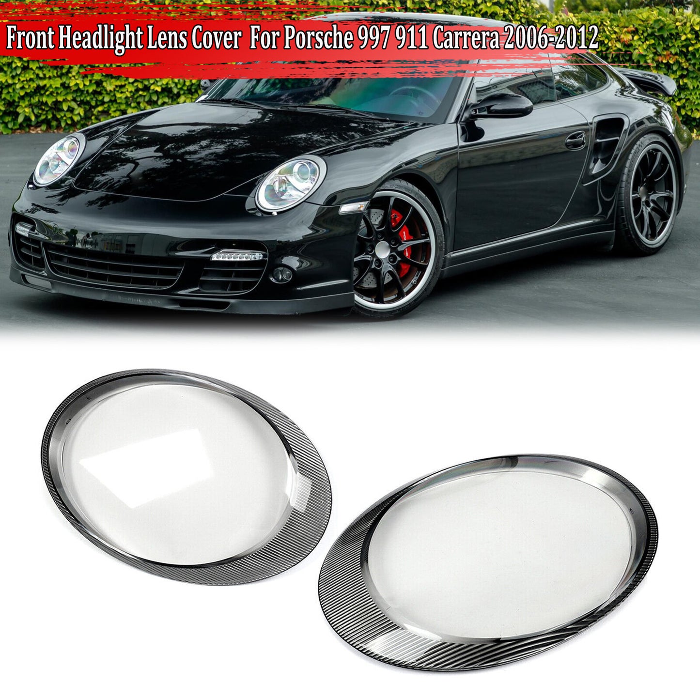 2x Headlight Headlamp Lens Cover Replacement for Porsche 997 911 Carrera 2006-12