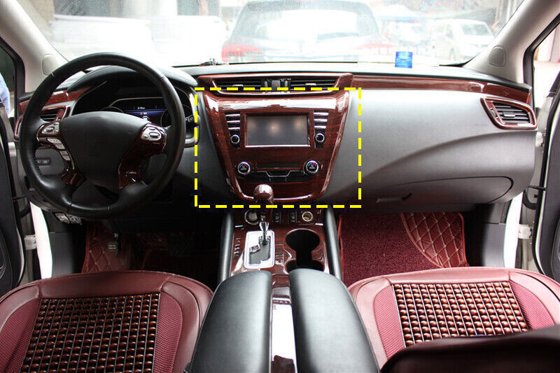 Central Console Navigation Frame Trim for Nissan Murano 15-2021 Red Wood Grain