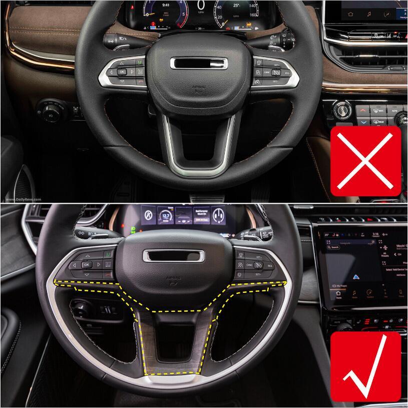 Steering Wheel Trim ABS Carbon fiber for Jeep Grand Cherokee L 2022-2024 v