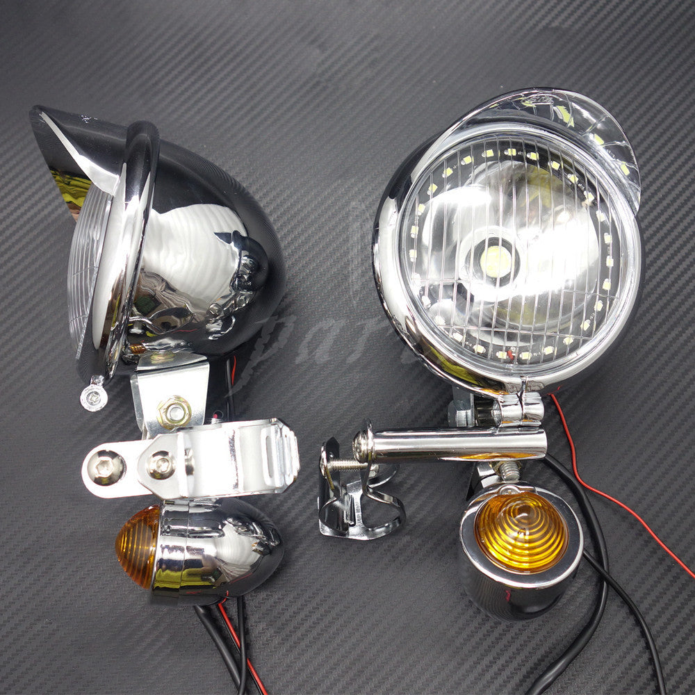 Chrome LED Driving Spot Fog lights Bar Angel Eye With Turn Signal Light Custom Q
