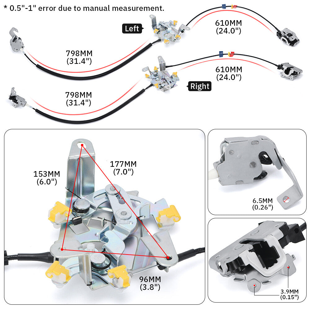Rear Door Latch Assembly W/ Cable for Ford F-250 Super Duty Left Right Side