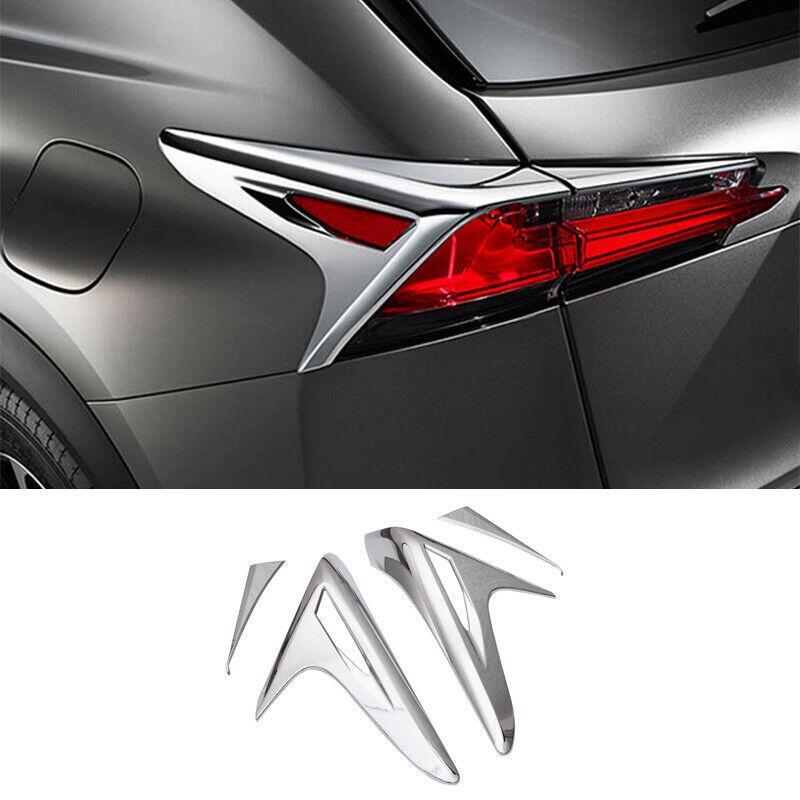 for Lexus NX200t 300 300h 2015-2021 Chrome Rear Tail Light Lamp Cover Trim 4pcs