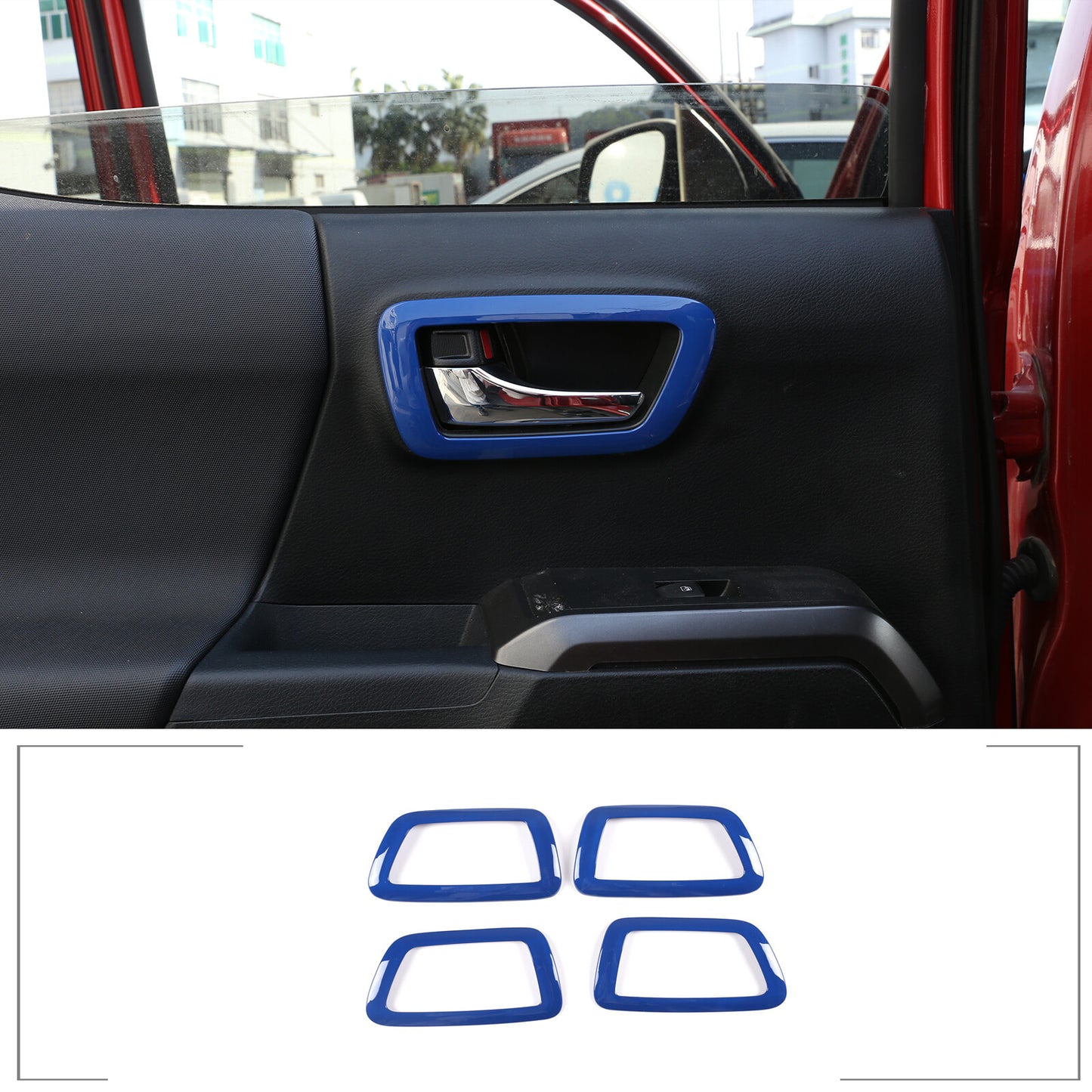 Red Interior Interior 4 Door Handle Bowl Holder Trim for Tacoma 2016 - 2022- v