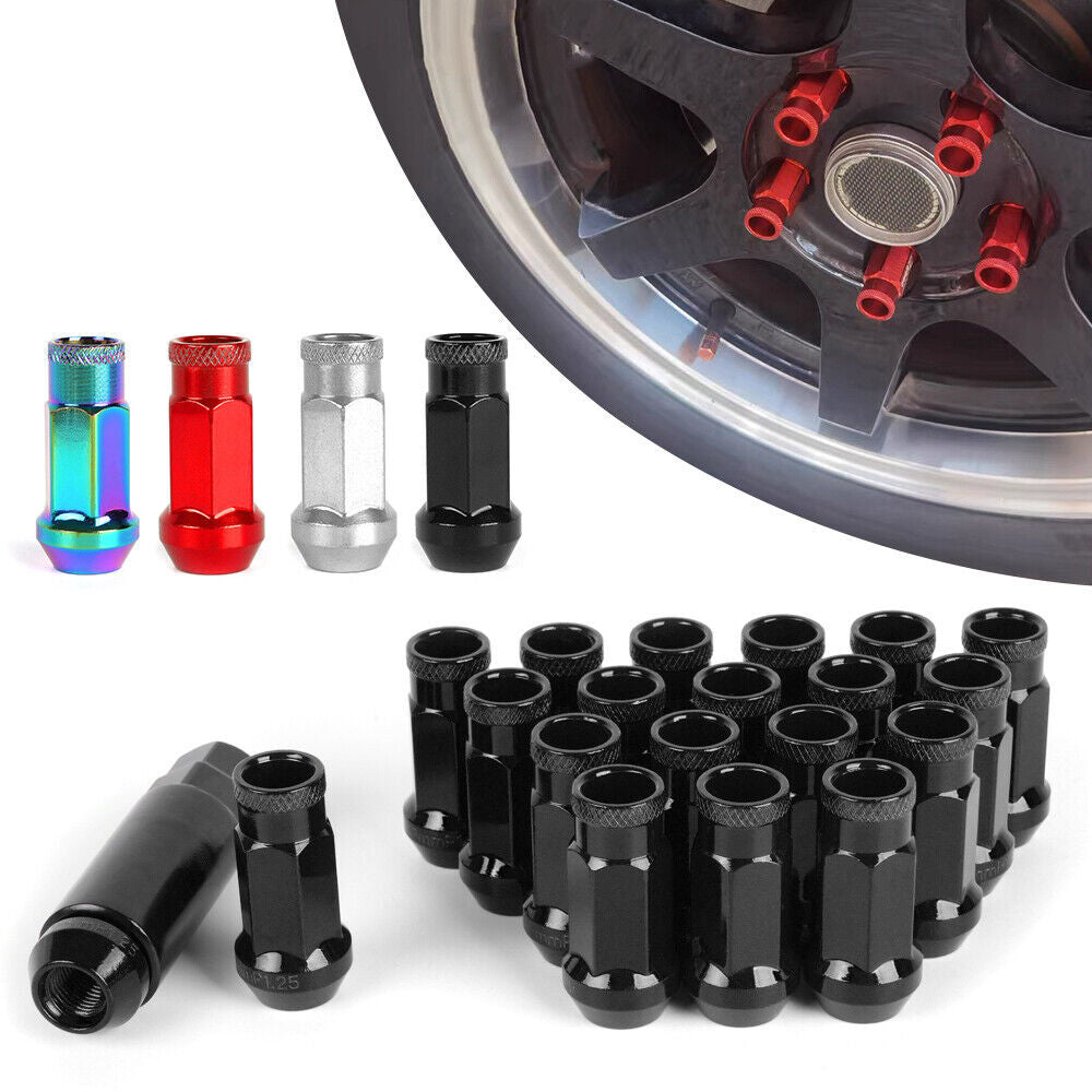 20PCS M12x1.5mm/1.25mm Extended Steel Tuner Open Ended Wheel Lug Nut Q