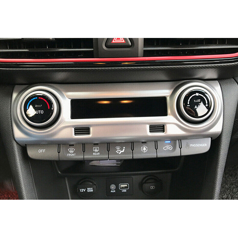for Hyundai Kona 2018-2022 Silver Car Inner Central Console AC Switch Frame trim