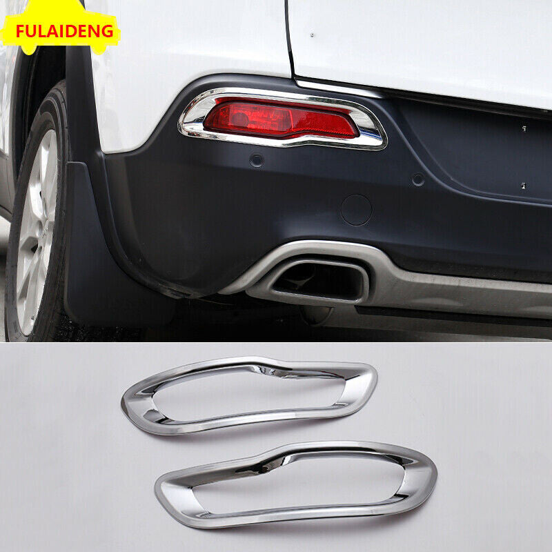 for Jeep Cherokee 2014-2018 Chrome Car Rear Bumper Fog Light Lamp Cover Trim 2X