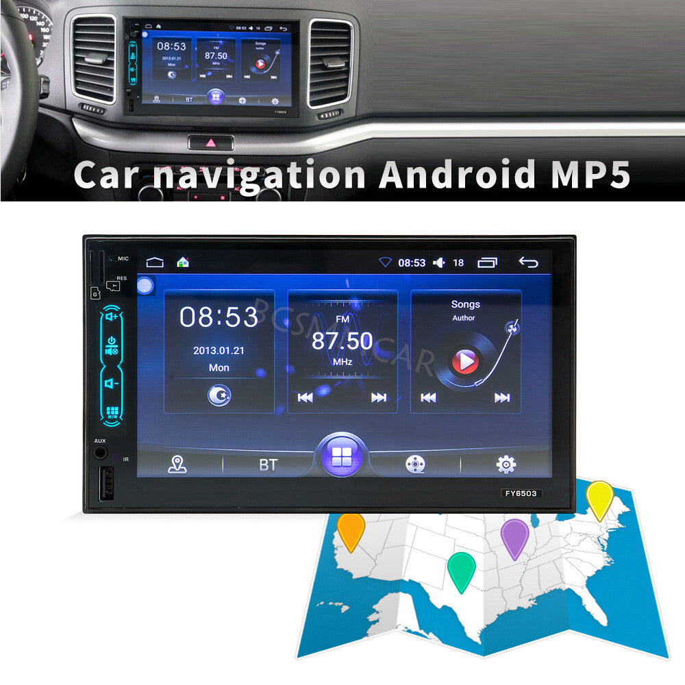 7in Double Din Car Stereo Touch Screen HD MP5 Player GPS WIFI Bluetooth FM USB