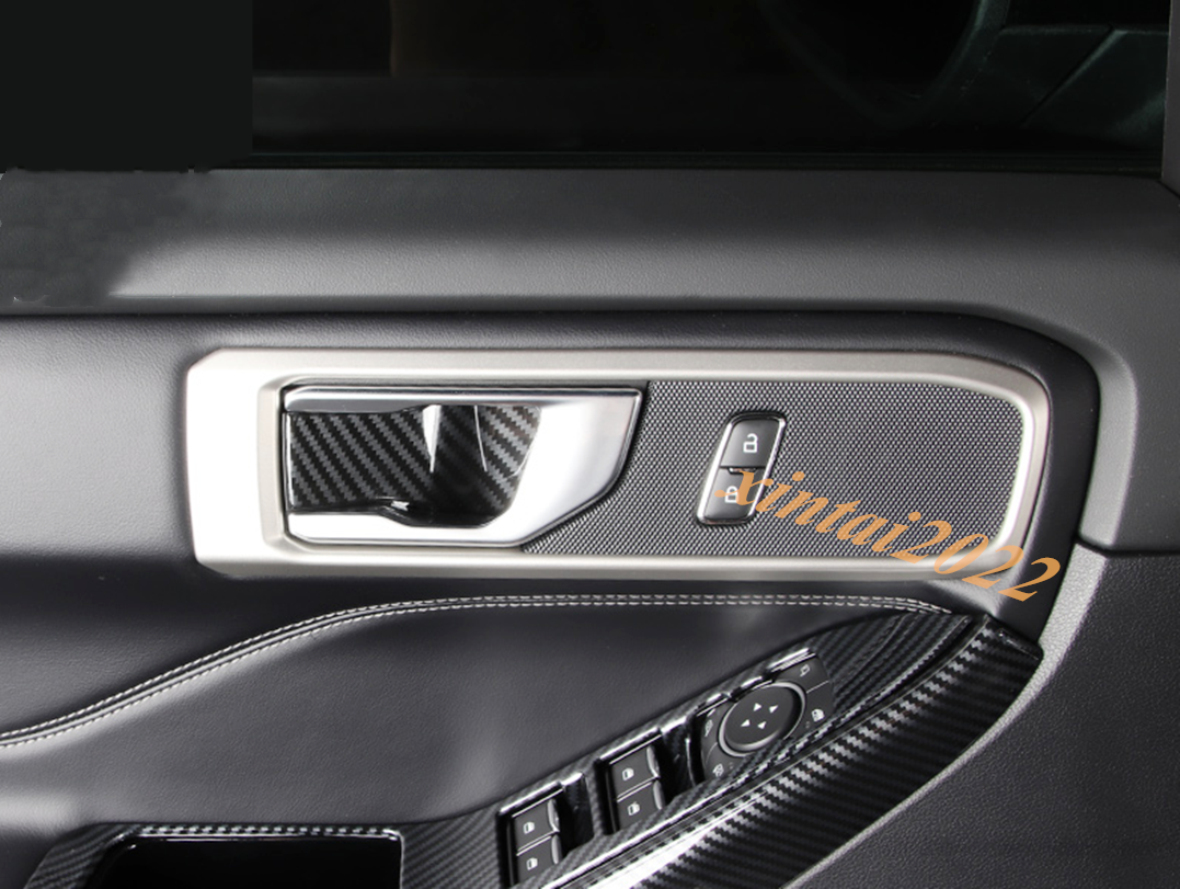 for ford  Explorer 2020 2021 ABS Carbon Fiber Inner Door Handle Bowl Cover Trim