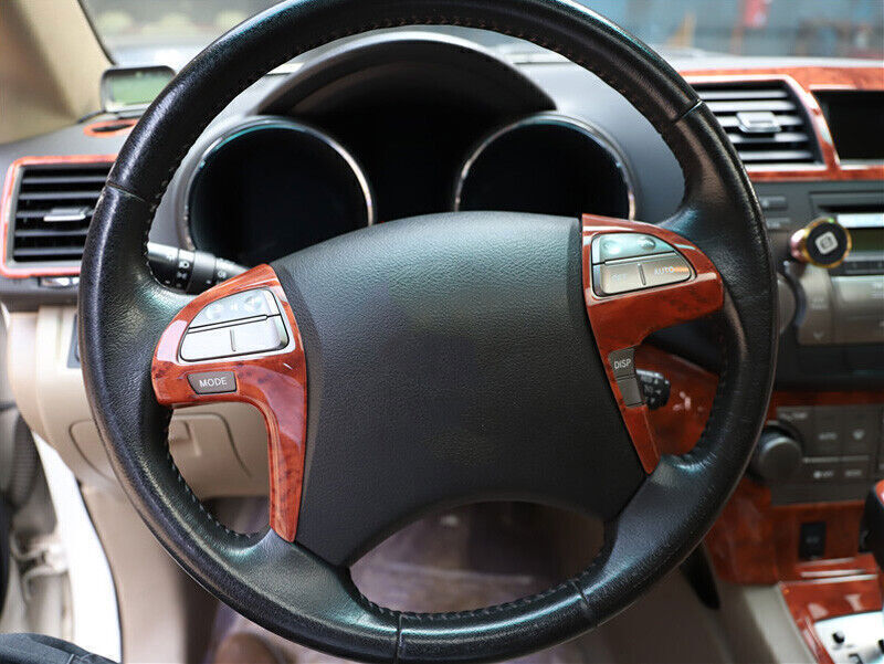 Steering Wheel Frame Cover Trims for Toyota Highlander 2008-13 Peach Wood Grain