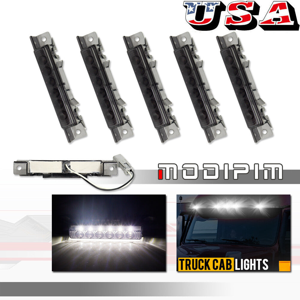 5 Pack White Smoked Lens LED Cab Roof Marker Running Lights For Truck for Volvo VNL- v