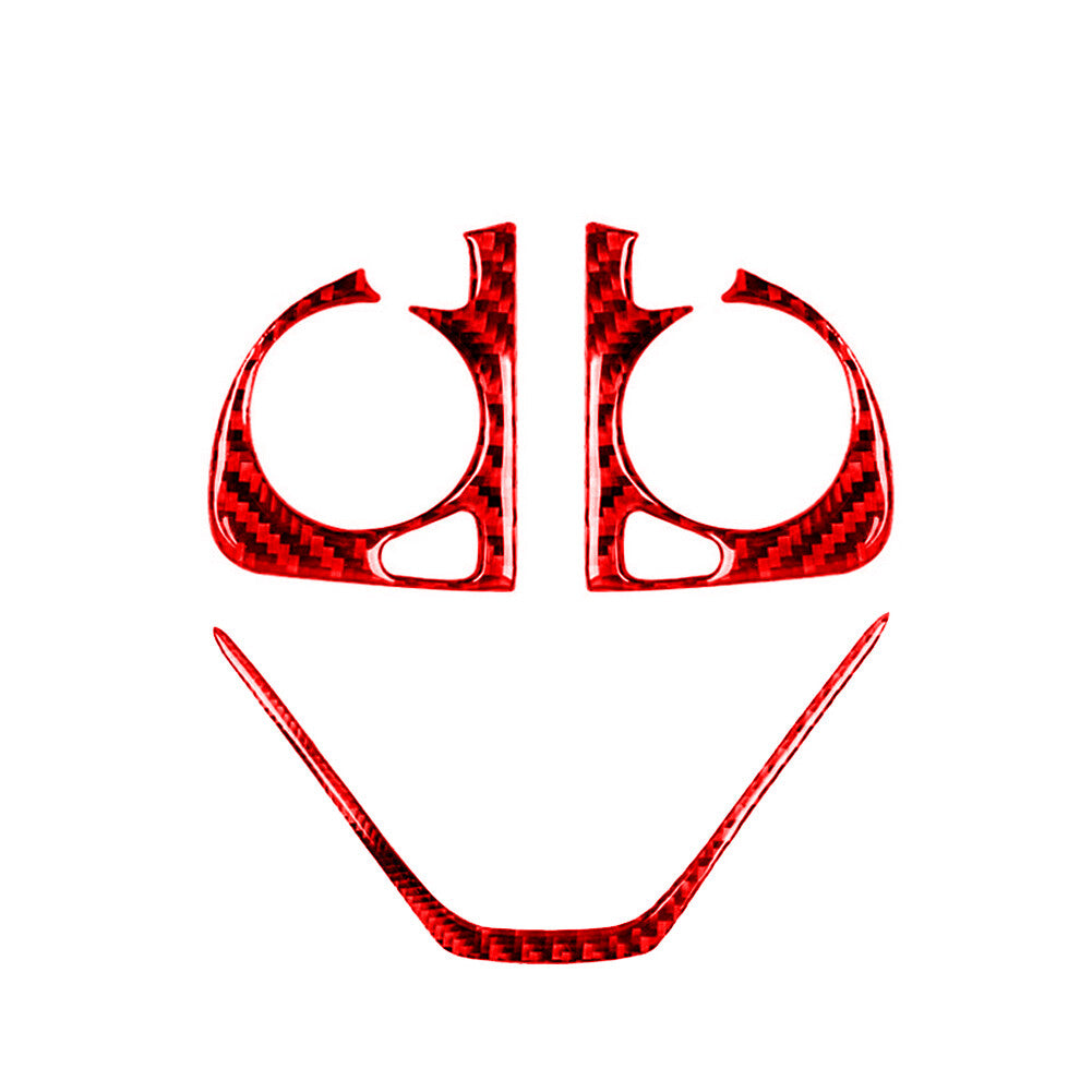 3Pcs Red Carbon Fiber Steering Wheel Button Trim for Honda CRV CR-V 2012-2016 B