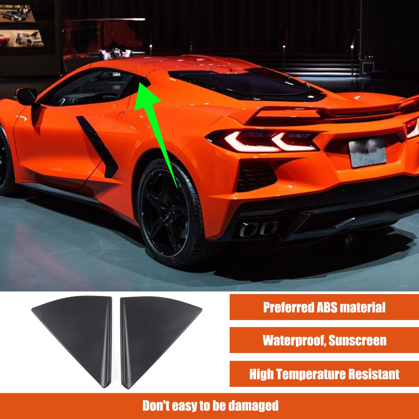 Matte Black Exterior Window B-Pillar Cover Trim for Corvette C8 Convertible 20+