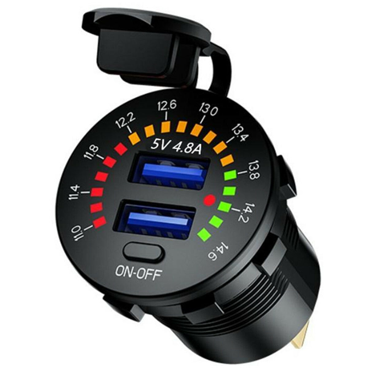 Car Dual USB Fast for Charger Socket 4.8A With LED Digital Voltmeter ON-OFF Switch