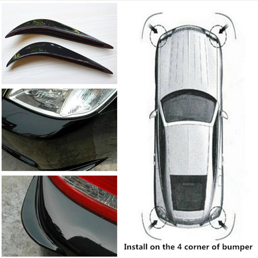 2 Pcs Soft PVC Car Bumper Protector Streamline Anti-rub Crash Strip Black Cover