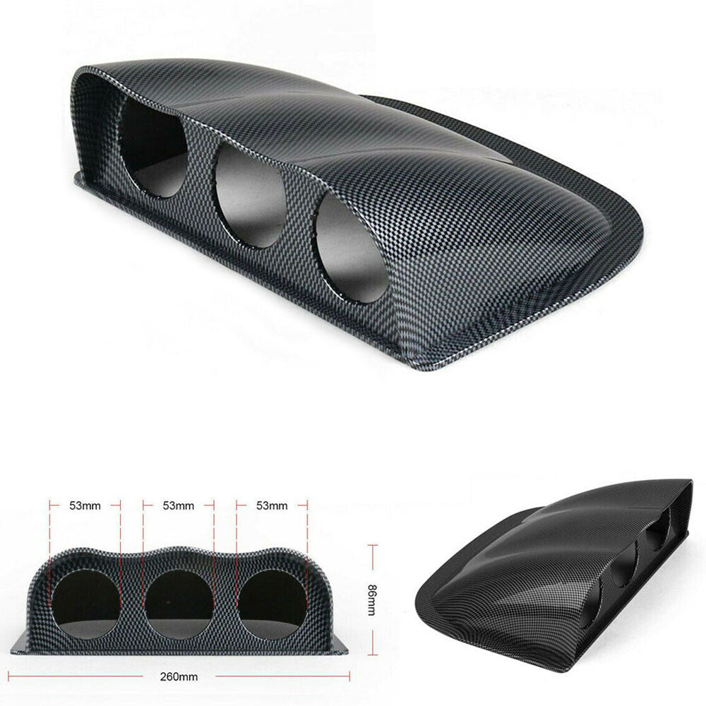 Car Carbon Fiber Look ABS Plastic 3 Hole Gauge Meter Mount Pod 2 52MM