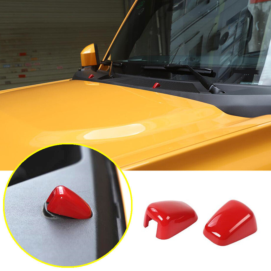 For 21-23 Bronco Red Front Windshield Washer Nozzle Cover Wiper Spray Trim v